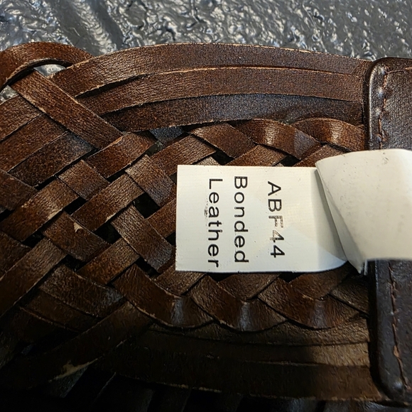 Brown Braided Woven Boho Belt Size Medium Bonded Leather - Picture 3 of 8